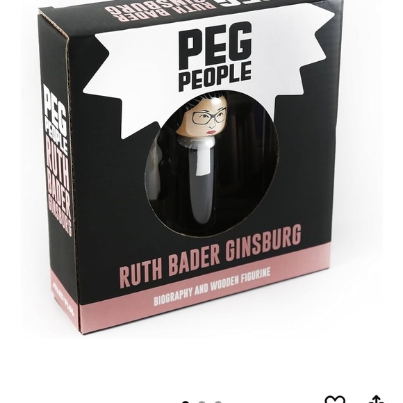 Peg People Ruth Bader Ginsburg RBG Wooden Figurine Collectible with Biography - Picture 10 of 12